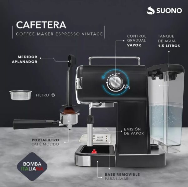¡CAFETERA ESPRESSO VINTAGE SUONO: EL LUJO ITALIANO EN TU COCINA! ✨🇮🇹 - Imagen 5