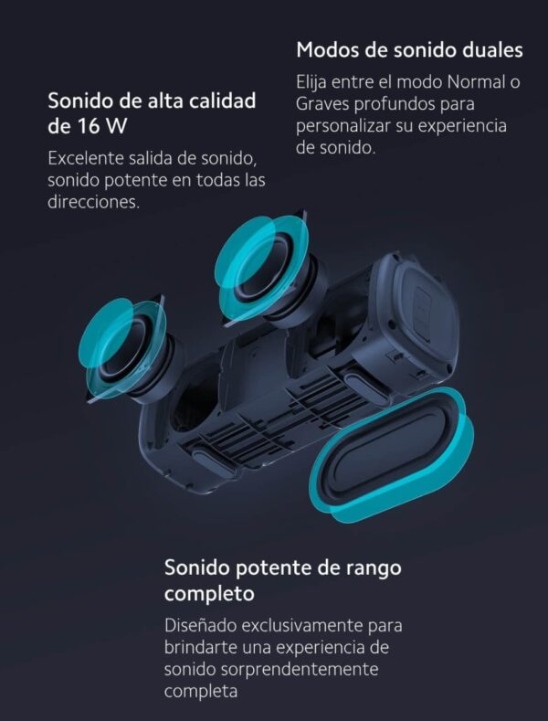 Sonido Potente y Portátil: Altavoz Bluetooth Xiaomi Mi 16W Azul 🔵🔊 - Imagen 6