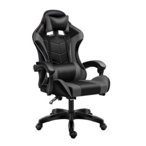 SILLA GAMER ZENEI KAISEN NEGRA Y GRIS ALT REG GIRO 360° RECLINABLE ALMOHADO
