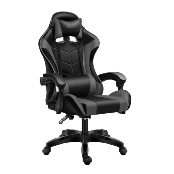 SILLA GAMER ZENEI KAISEN NEGRA Y GRIS ALT REG GIRO 360° RECLINABLE ALMOHADO