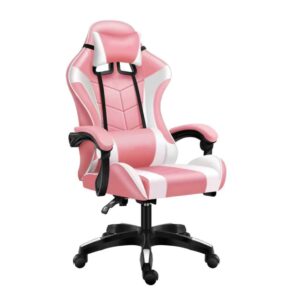 SILLA GAMER ZENEI KAISEN ROSA Y BLANCA ALT REG GIRO 360° RECLINABLE ALMOHAD