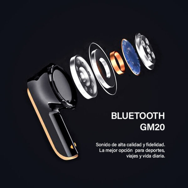 Auricular In Ear Bluetooth GM20 Stereo Bass amarillo. Light Technology. Conecta con la Innovación.