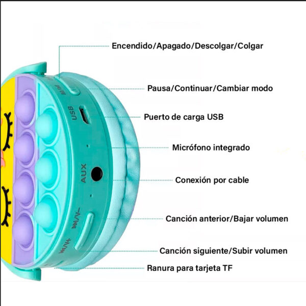 AURICULAR VINCHA BLUETOOTH AR-1372 CON OREJITAS POPIT UNICORNIO en Light Technology