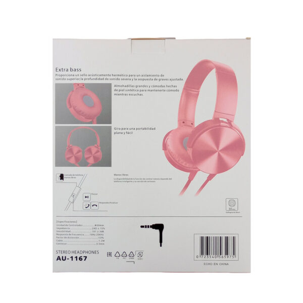 AURICULAR VINCHA EXTRA BASS ROSA en Light Technology Innovación y Tecnología