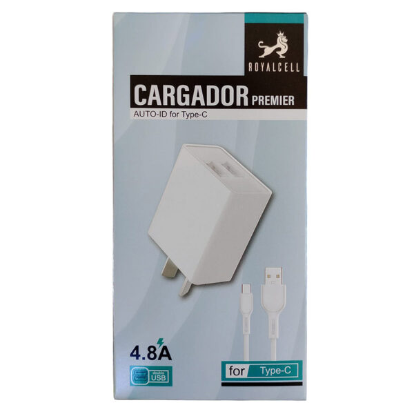 Cargador 220V Tipo C 4.8A con 2 Puertos USB RoyalCell en Light Technology Innovación